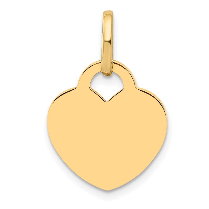 14K Polished Engravable 15mm Heart Disc Pendant