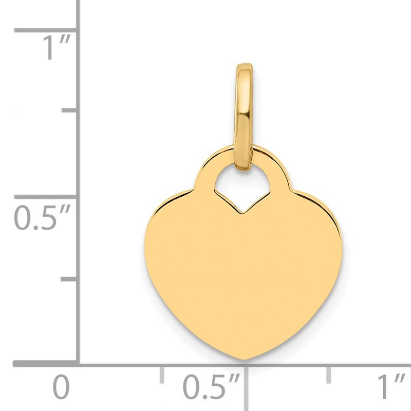 14K Polished Engravable 15mm Heart Disc Pendant