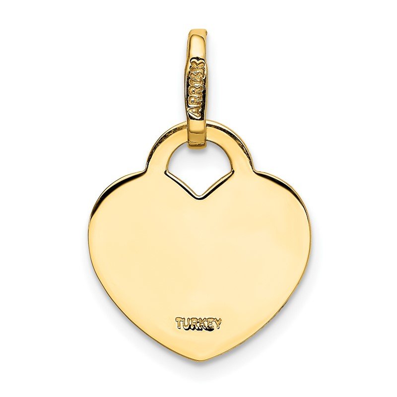 14K Polished Engravable 15mm Heart Disc Pendant