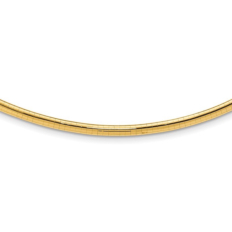 14k Polished 4mm Standard Weight 16 inch Domed Omega Necklace