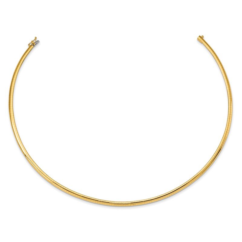 14k Polished 4mm Standard Weight 16 inch Domed Omega Necklace