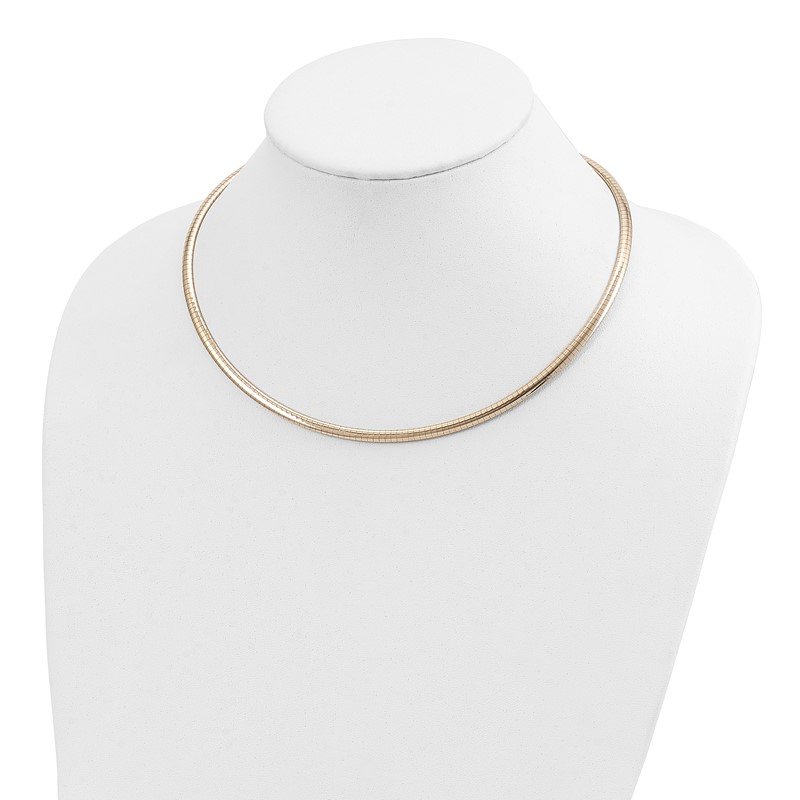 14k Polished 4mm Standard Weight 16 inch Domed Omega Necklace