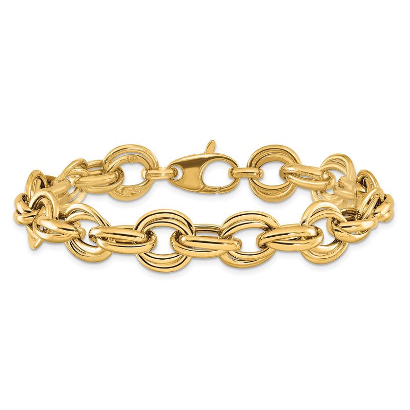 14K Polished 11mm Fancy Double Link Cable 8 inch Bracelet