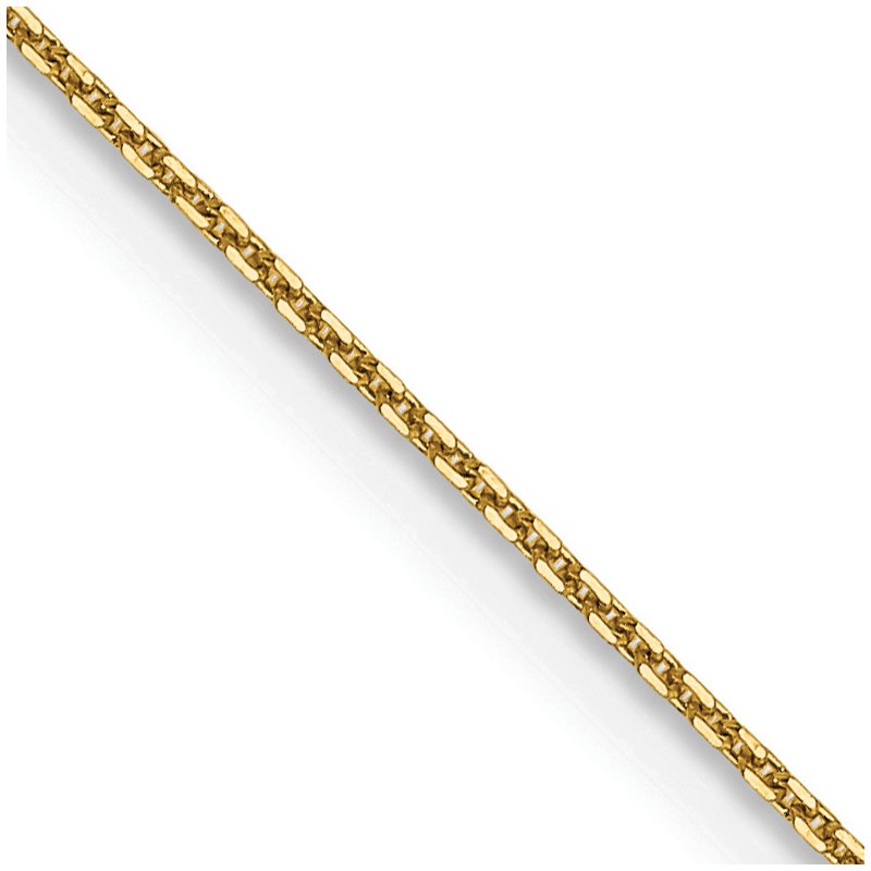 14K 26 inch .8mm Diamond-cut Round Open Link Cable with Lobster Clasp Chain