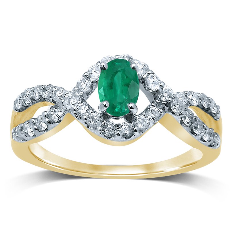 14K Diamond  Emerald Ring