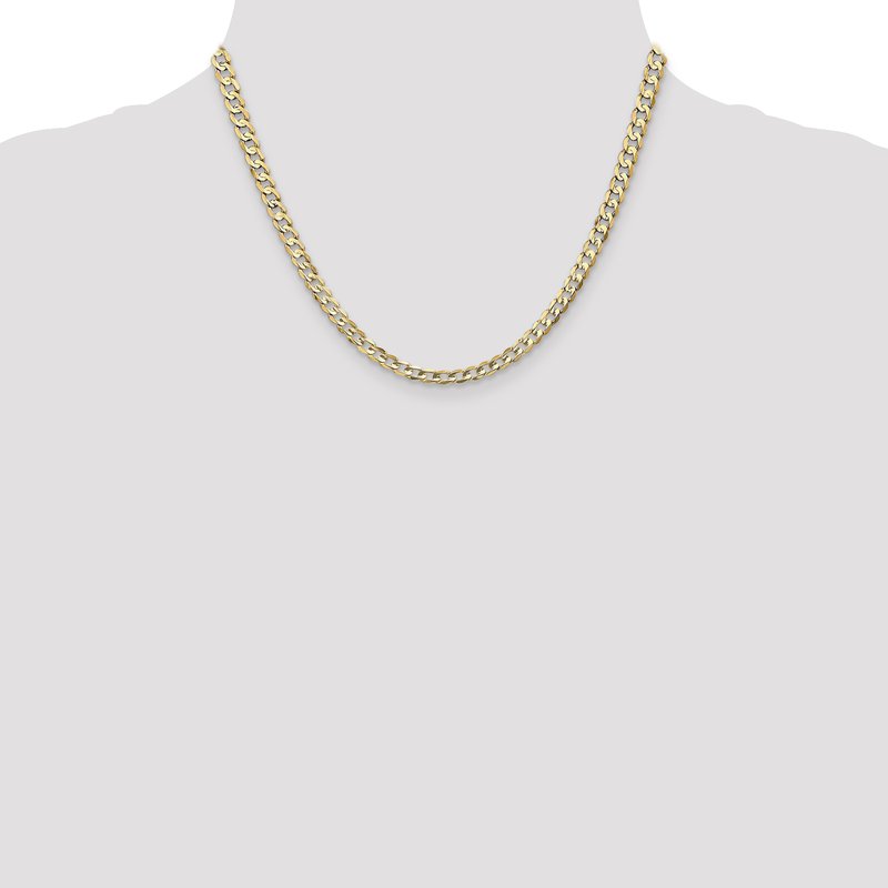 14K 26 inch 4.5mm Open Concave Curb with Lobster Clasp Chain