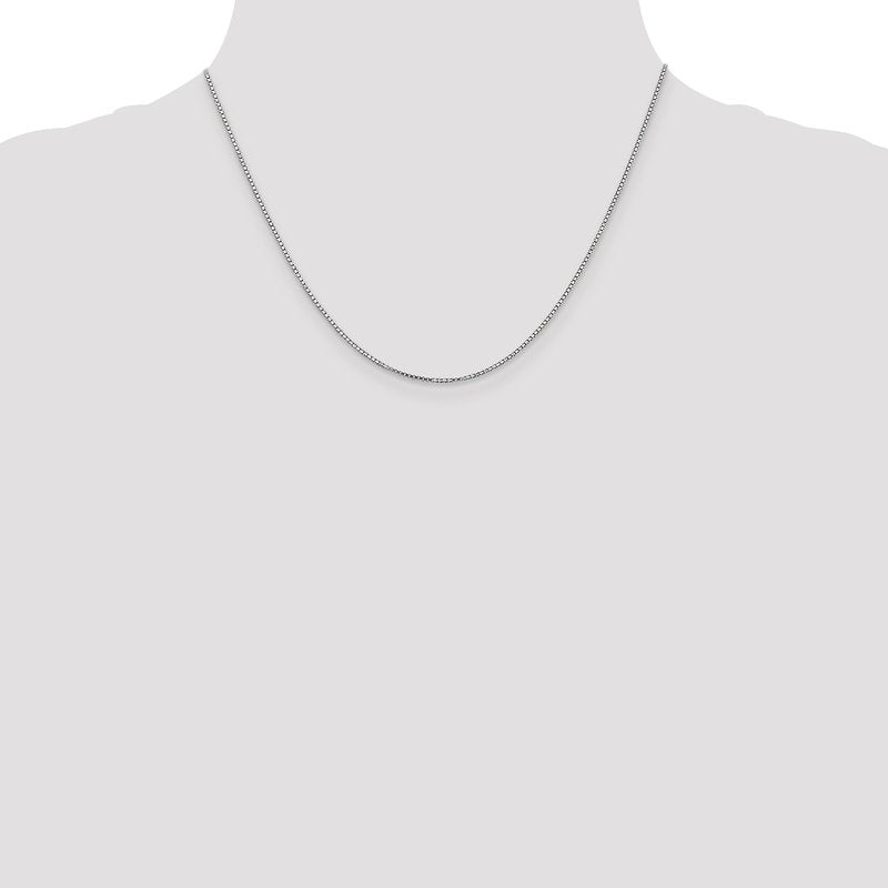 14K White Gold 14 inch 1.1mm Box with Lobster Clasp Chain