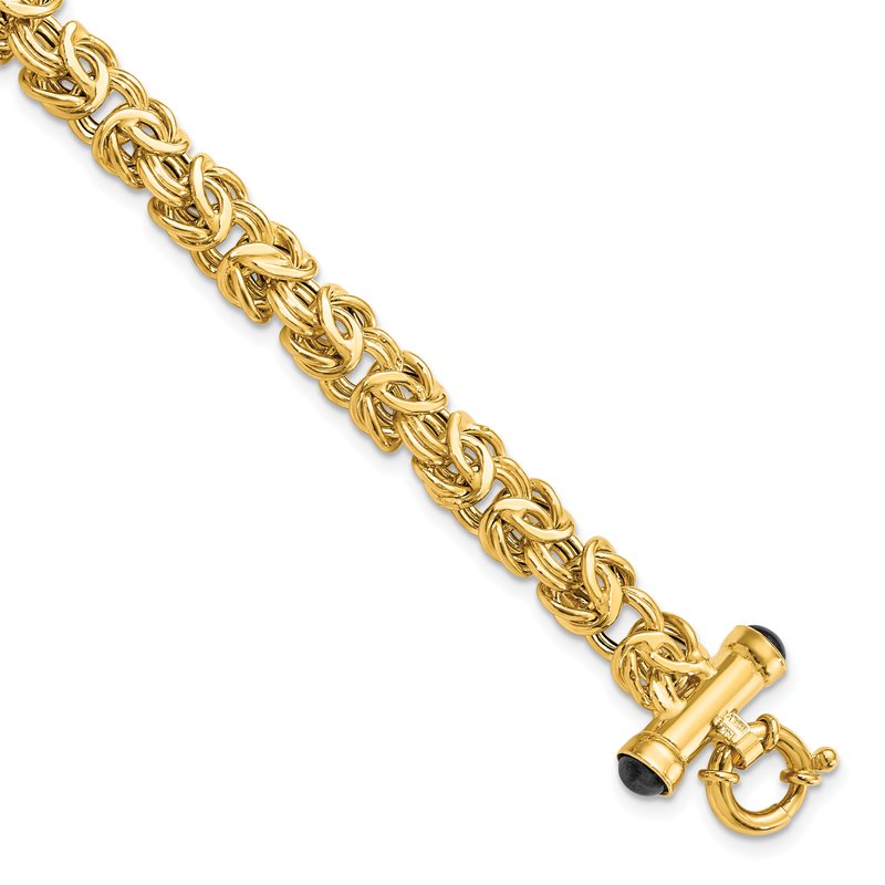 14K Polished Fancy Link with Black Onyx Bracelet