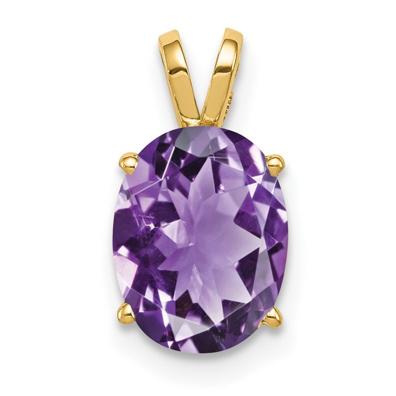14k 9x7mm Oval Amethyst Pendant