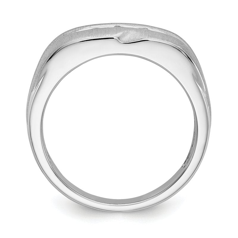 14K White Gold Men's 1/3 carat Lab Grown Diamond VS/SI  D E F  Brushed and Polished Band