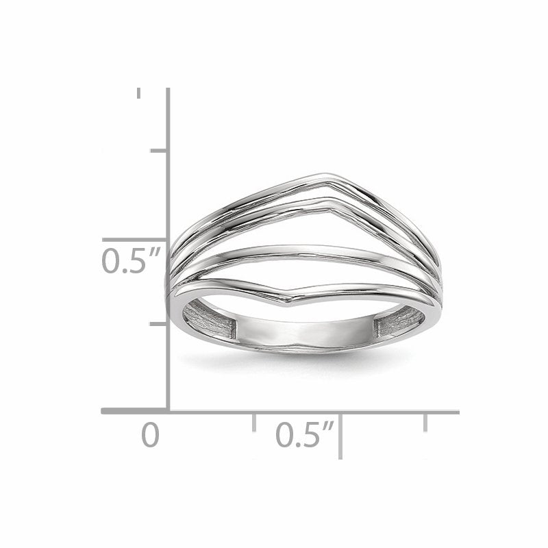 14k White Gold Polished 4-Bar Ring
