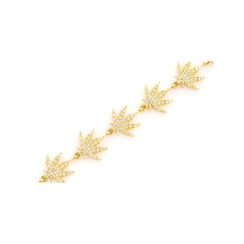 Cannabis Leaf Bracelet 14K 1.75ctw