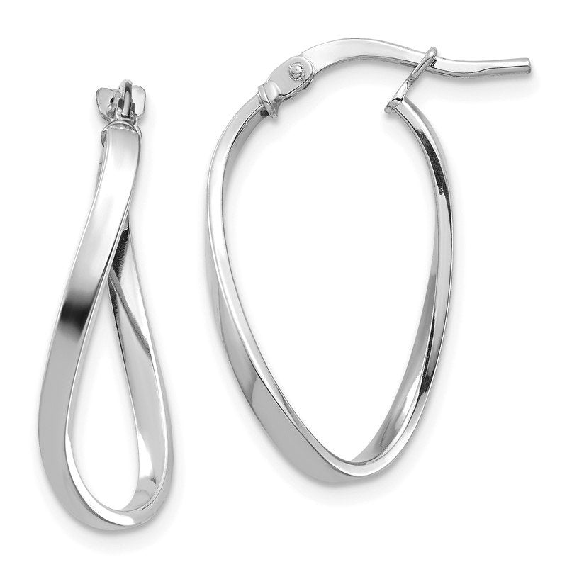 14k White Gold Polished 2mm Wavy Hoop Earrings