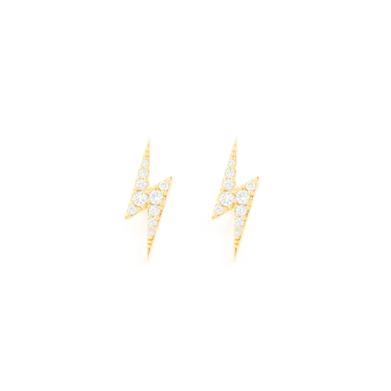 Lightning Bolt Stud Earrings 14K