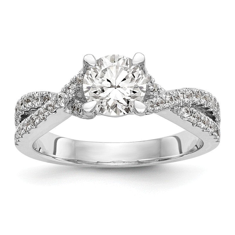 14K White Gold 3/8 carat Lab Grown Diamond VS/SI  D E F  Semi Mount Round By-Pass Engagement Ring