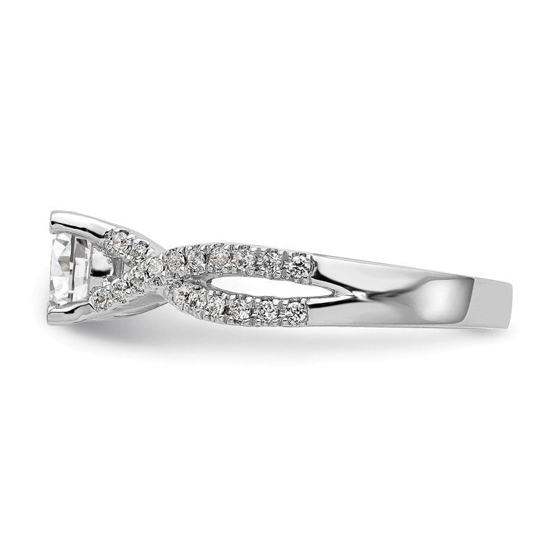 14K White Gold 3/8 carat Lab Grown Diamond VS/SI  D E F  Semi Mount Round By-Pass Engagement Ring