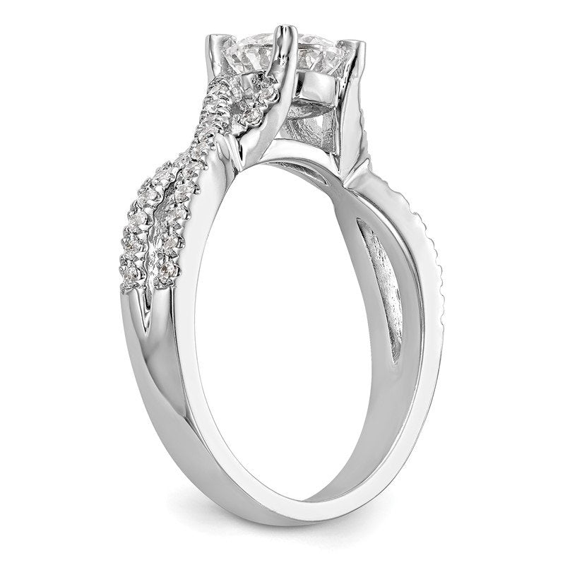 14K White Gold 3/8 carat Lab Grown Diamond VS/SI  D E F  Semi Mount Round By-Pass Engagement Ring