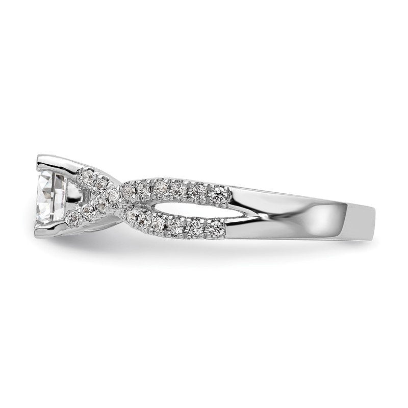 14K White Gold 3/8 carat Lab Grown Diamond VS/SI  D E F  Semi Mount Round By-Pass Engagement Ring