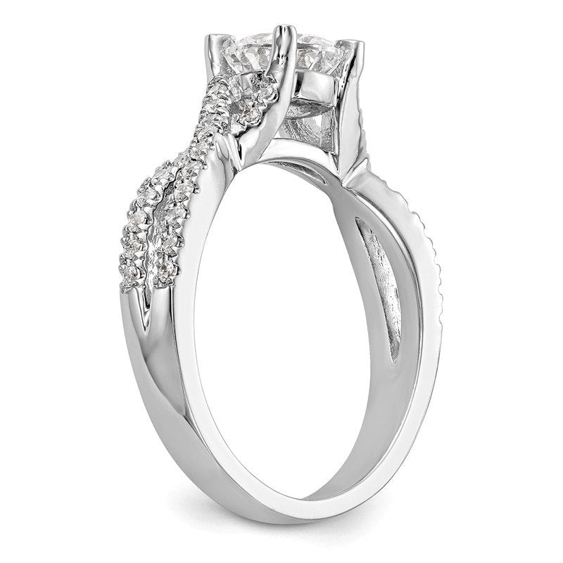 14K White Gold 3/8 carat Lab Grown Diamond VS/SI  D E F  Semi Mount Round By-Pass Engagement Ring
