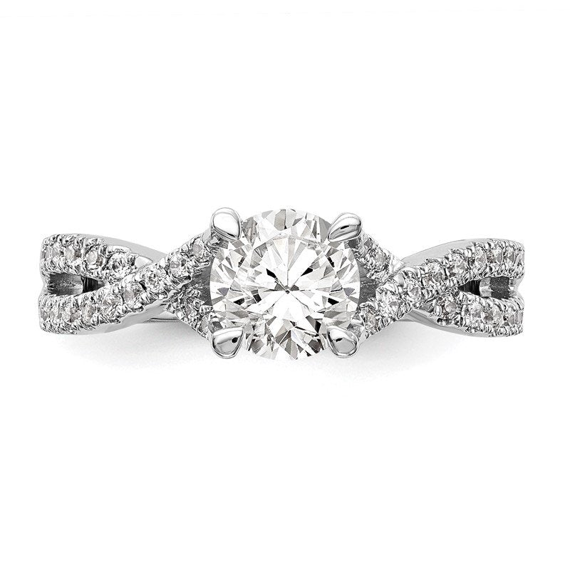 14K White Gold 3/8 carat Lab Grown Diamond VS/SI  D E F  Semi Mount Round By-Pass Engagement Ring