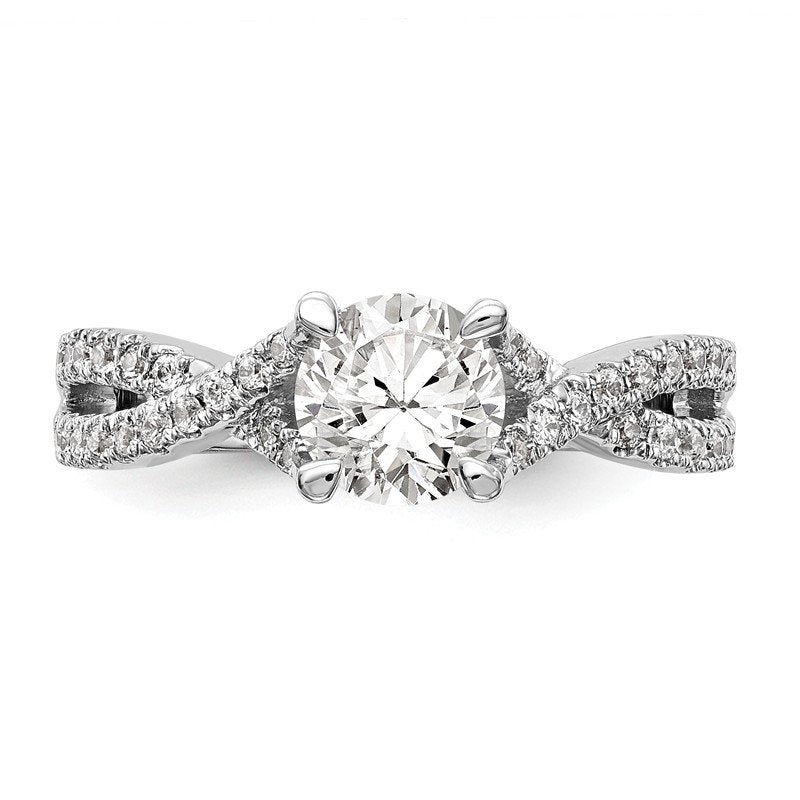 14K White Gold 3/8 carat Lab Grown Diamond VS/SI  D E F  Semi Mount Round By-Pass Engagement Ring