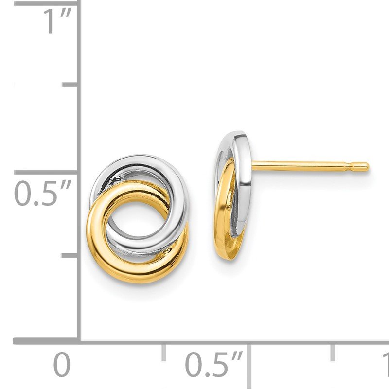 14k &amp; White Rhodium Circles Post Earrings