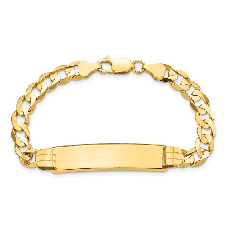 14k Polished Solid Chain/Solid Plate Curb Link 37x9mm Plate 7 inch ID Bracelet