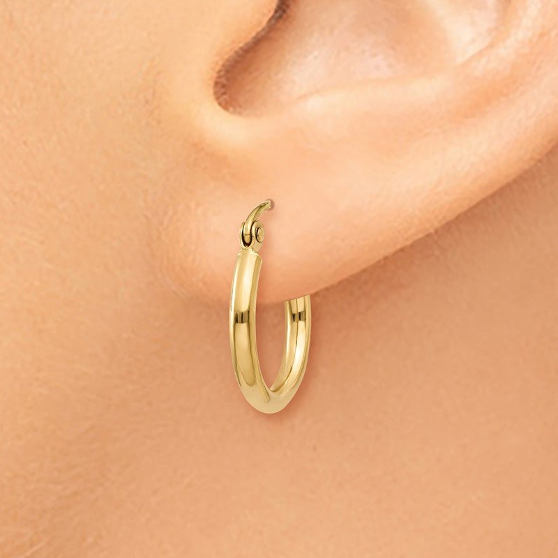 14k 2x15mm Polished Tube Hoop Earrings