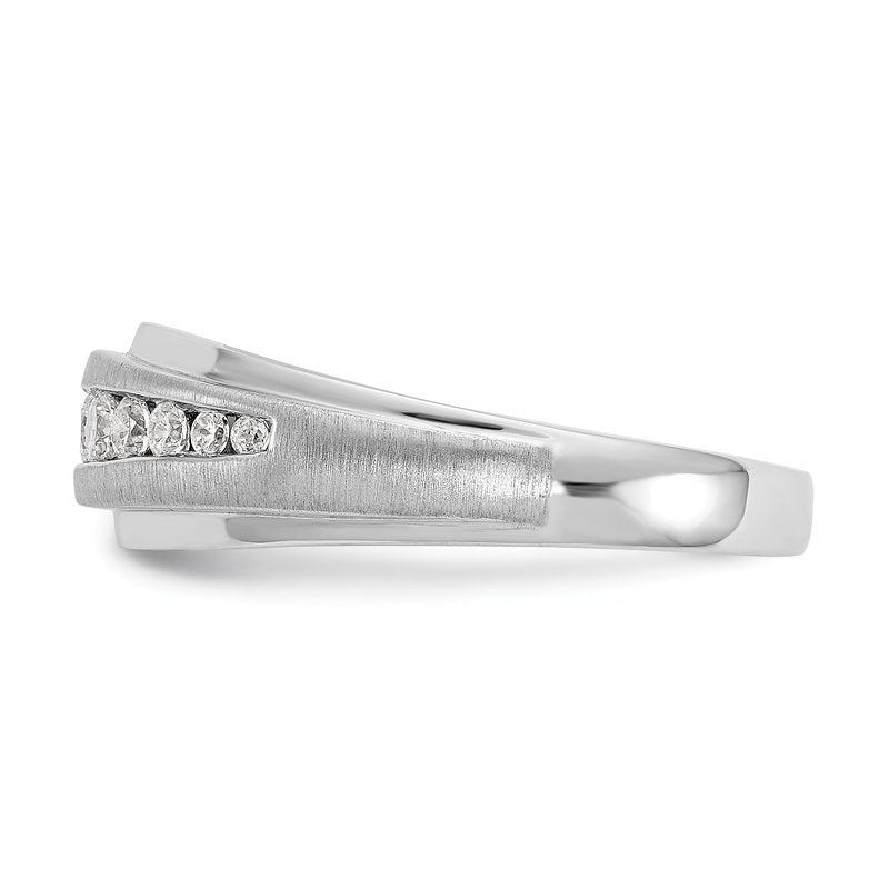 14K White Gold Men's 3/8 carat Lab Grown Diamond VS/SI  D E F  Brushed and Polished Band