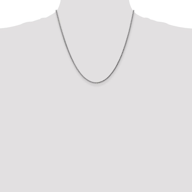 14K White Gold 16 inch 2.1mm Diamond-cut Spiga with Lobster Clasp Chain