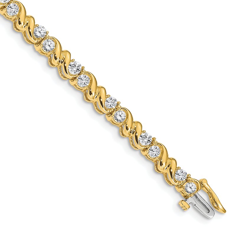 14k Complete 2.88 carat Round AA Diamond Fancy Swirl 7 inch Tennis Bracelet