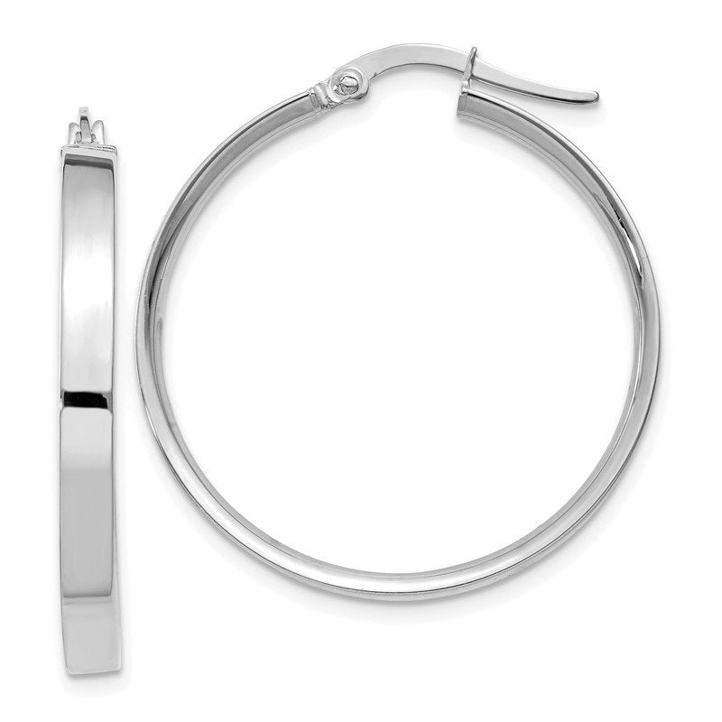 14K White Gold 3mm Large Hoop Earrings