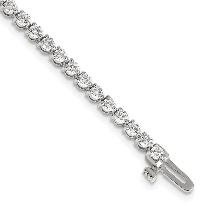 14k White Gold Complete 3.3 carat Round VS Diamond 3-prong 7 inch Tennis Bracelet