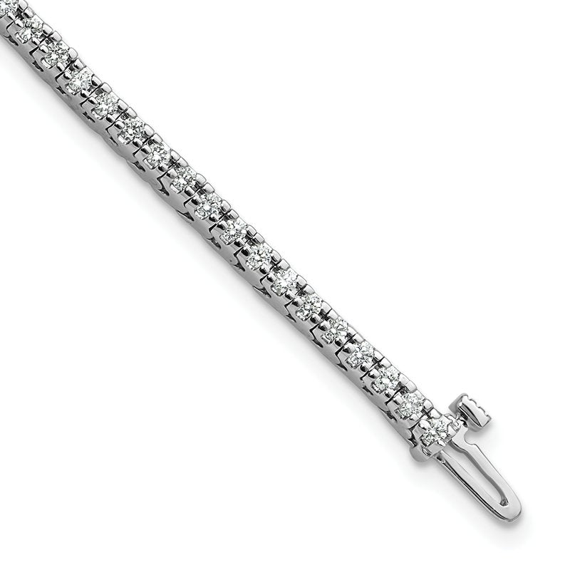 14K White Gold 1 1/4 carat Lab Grown Diamond VS+ F+ Complete Tennis Bracelet