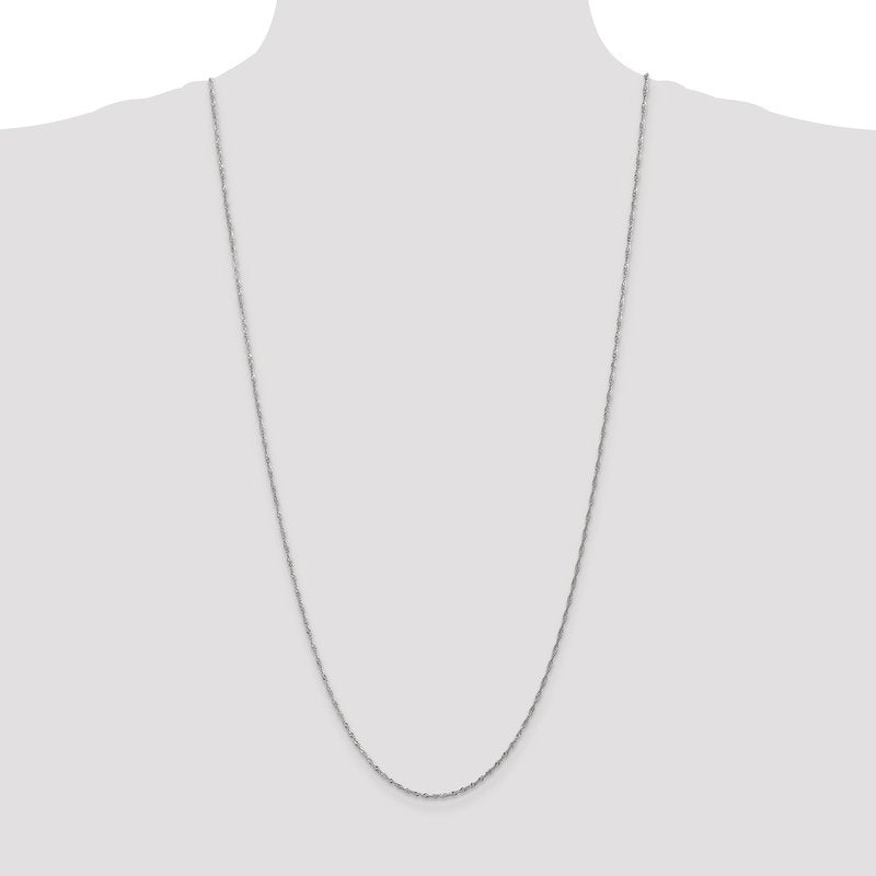 14K White Gold 10 inch 1.4mm Singapore with Spring Ring Clasp Anklet