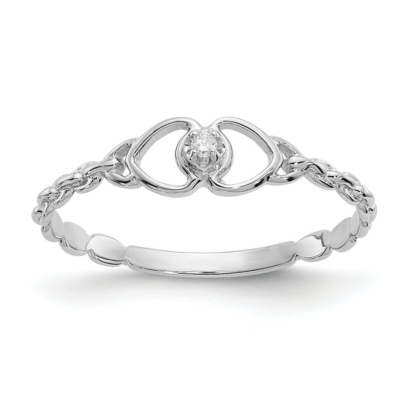 14k White Gold A Diamond heart ring