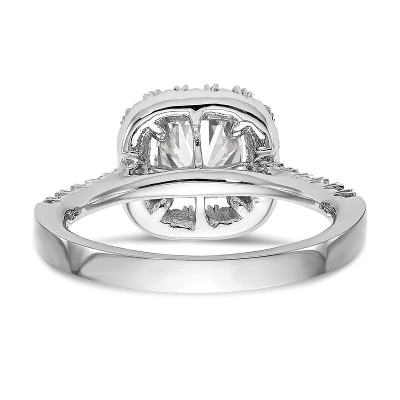 14K White Gold 3/8 carat Lab Grown Diamond VS+ F+ Semi-Mount Cushion Halo Engagement Ring