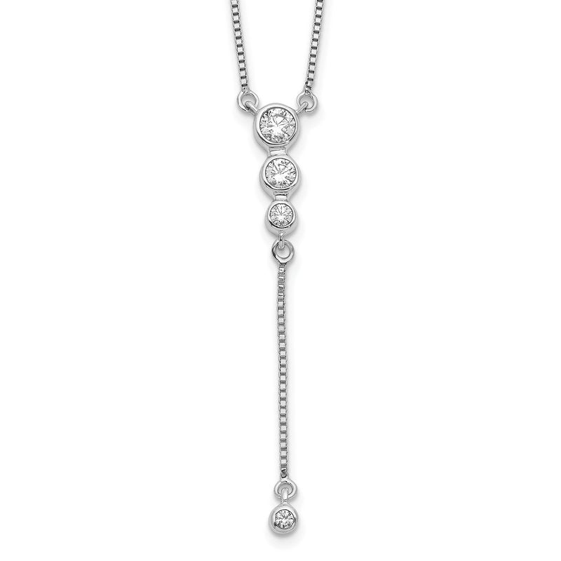 14k White Gold 1/4 carat Diamond Graduated 3-stone with Dangle 18 inch Y-Necklace