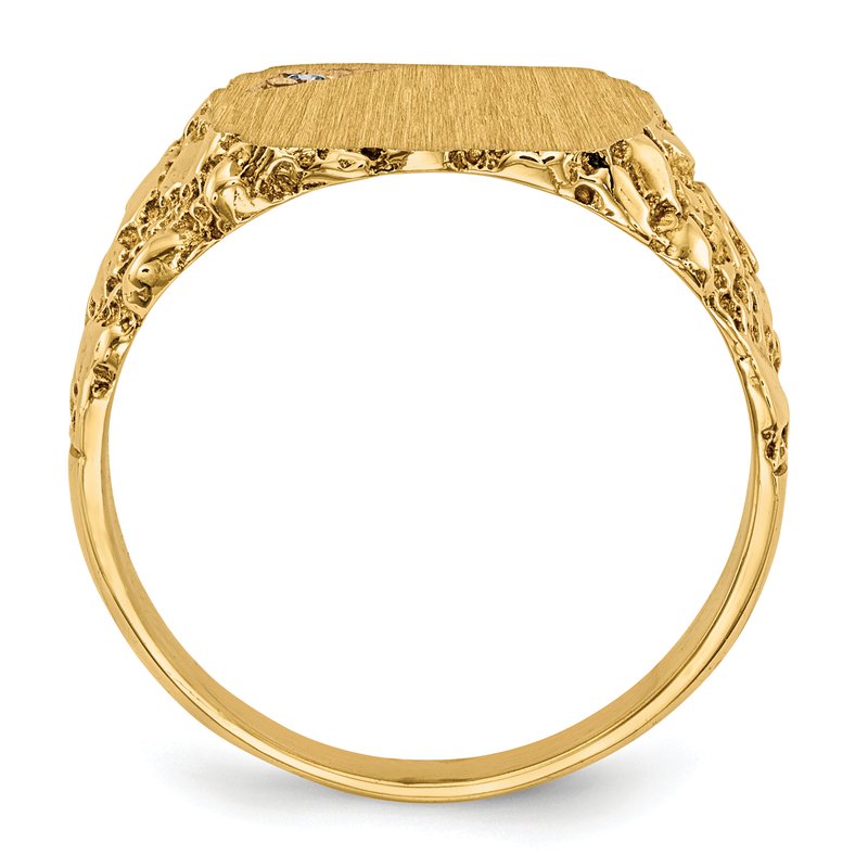 14k 11.5x10.0mm AA Diamond Closed Back Signet Ring