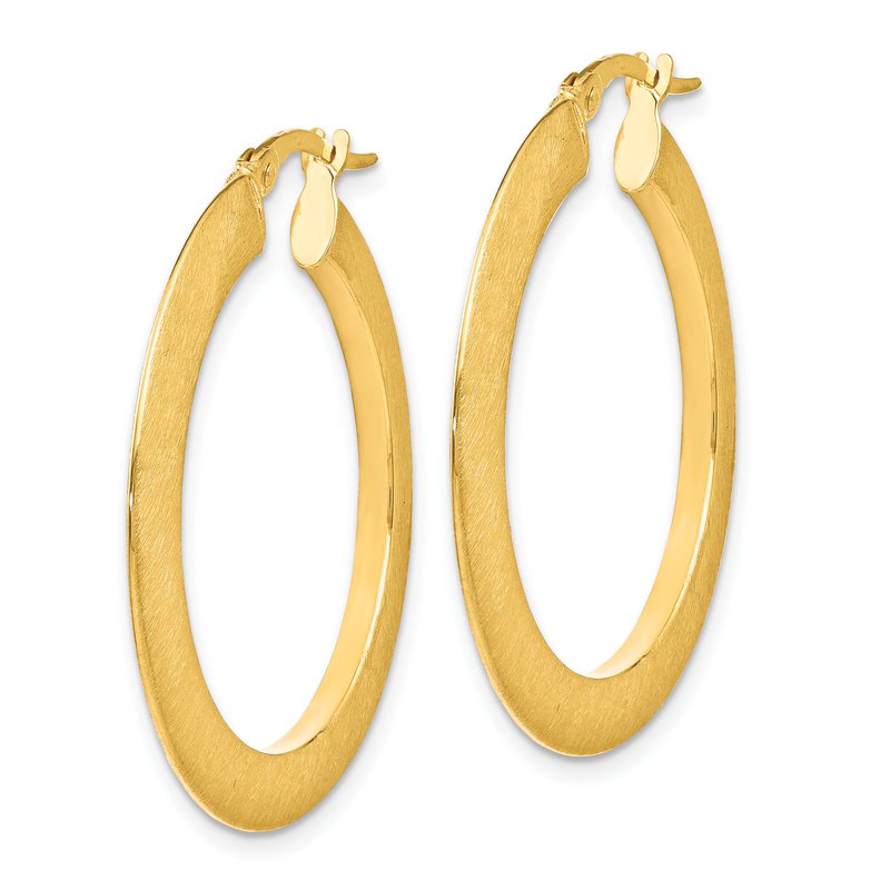 14K Brushed Hinged Hoop Earrings