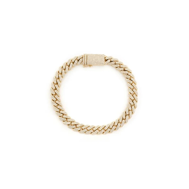 8mm Diamond Cuban Bracelet 14K 4.40ctw