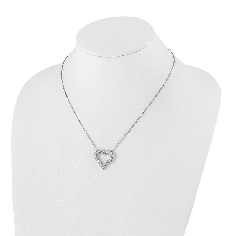 14k White Gold 1 carat Diamond Heart 18 inch Necklace