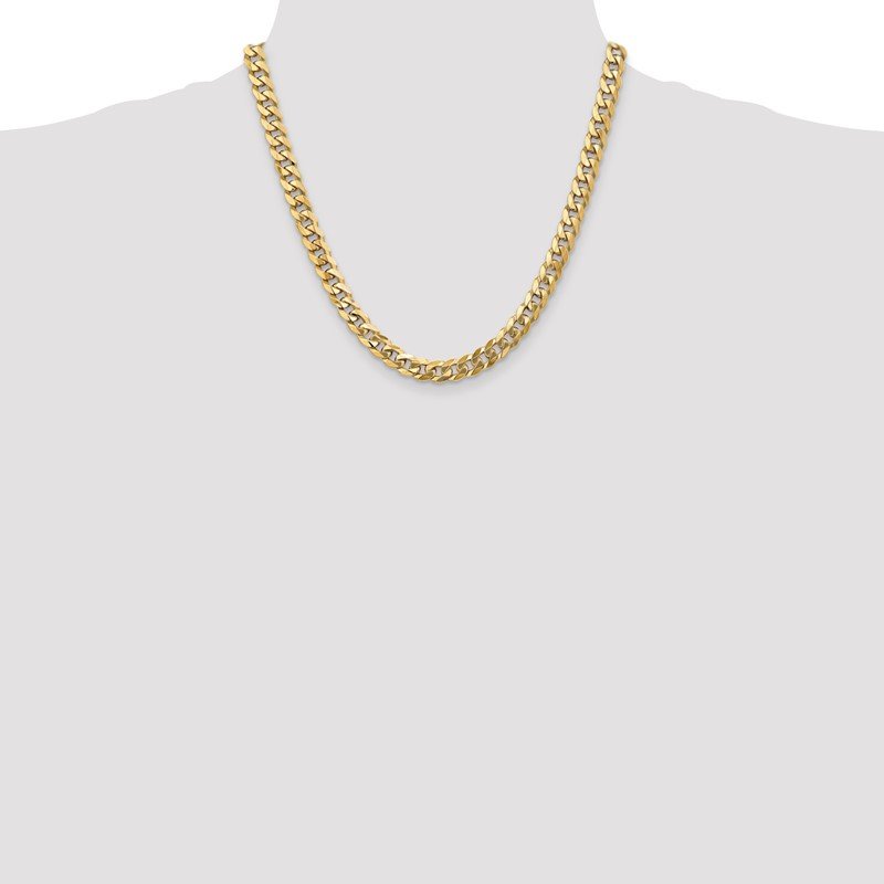 14K 26 inch 8mm Flat Beveled Curb with Lobster Clasp Chain