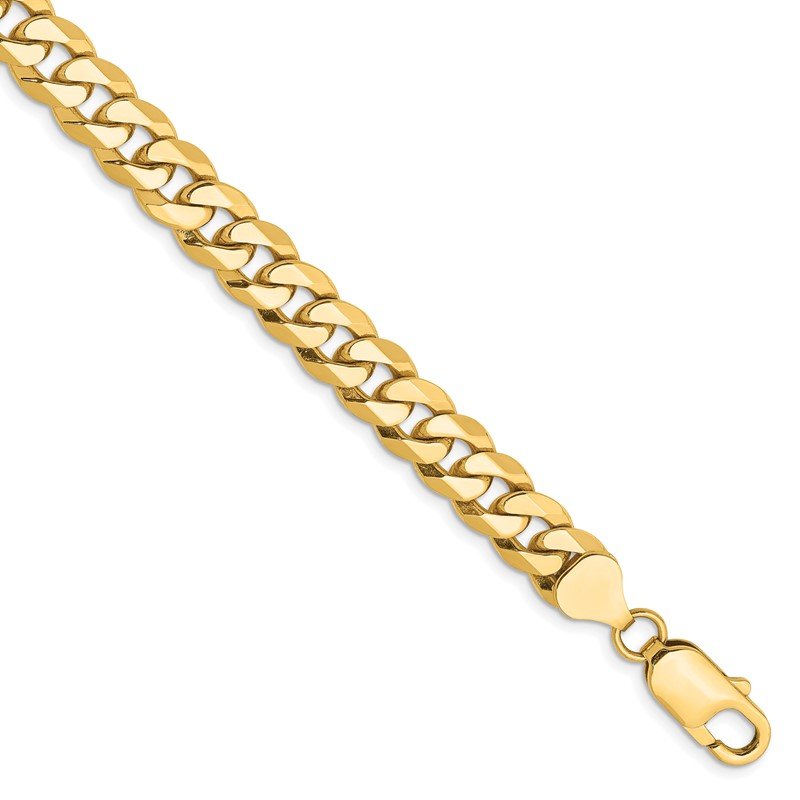 14K 26 inch 8mm Flat Beveled Curb with Lobster Clasp Chain