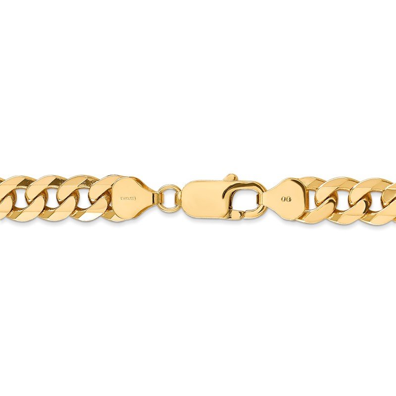 14K 26 inch 8mm Flat Beveled Curb with Lobster Clasp Chain