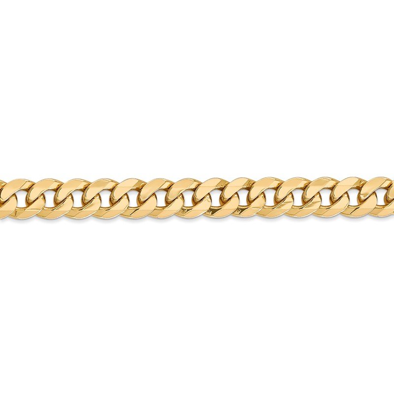 14K 26 inch 8mm Flat Beveled Curb with Lobster Clasp Chain