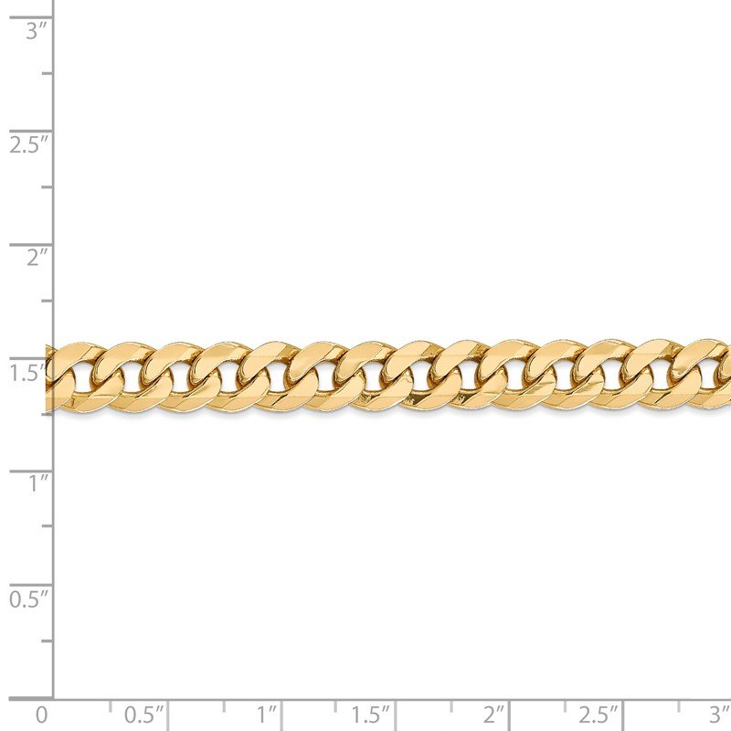 14K 26 inch 8mm Flat Beveled Curb with Lobster Clasp Chain