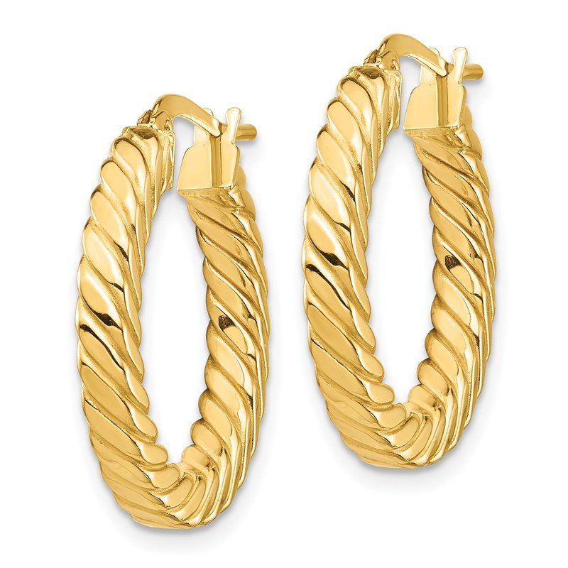14k Polished Twisted 3mm Hoop Earrings