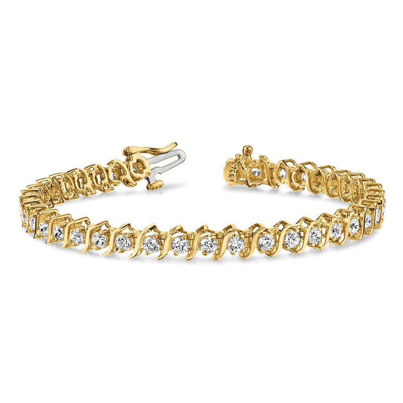 14k Complete 5.95 carat Round VS Diamond 2-prong S-link 7 inch Tennis Bracelet