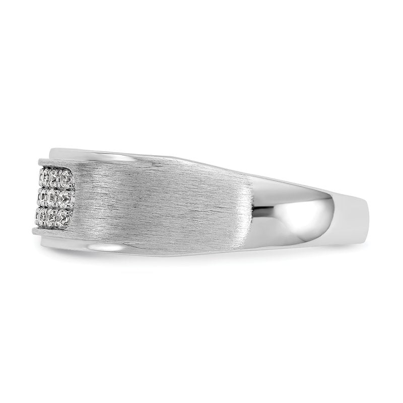14K White Gold Men's 1/4 carat Lab Grown Diamond VS/SI  D E F  Brushed and Polished Band